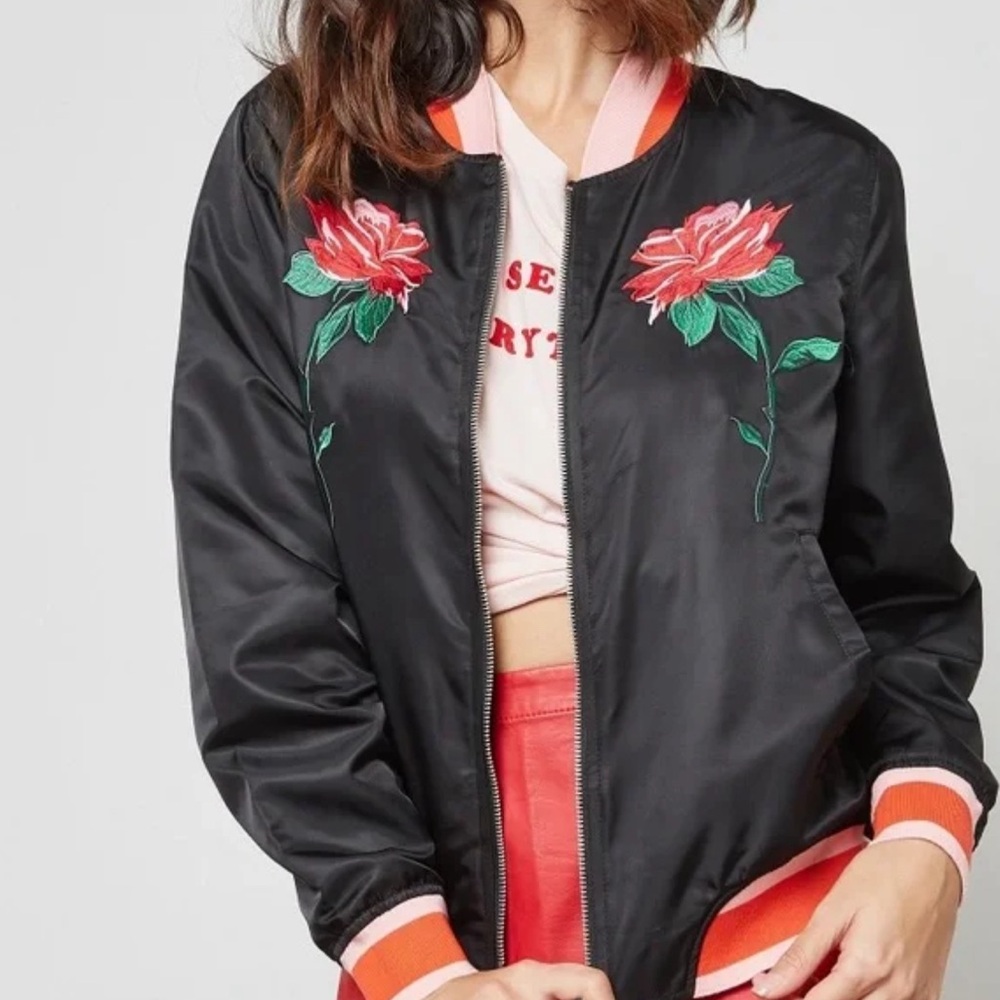 ban.do Rose Satin Bomber Jacket